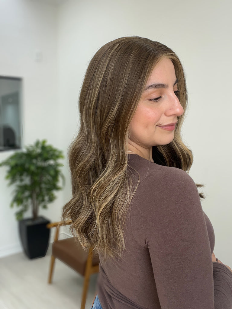 lace top human hair wig - brunette human hair wig - lace top wigs for women - breathable human hair wigs - affordable natural hair wigs - full coverage human hair wigs