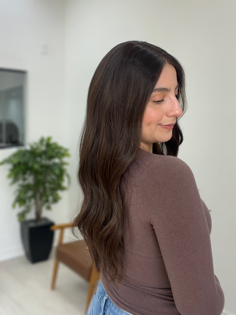 lace top human hair wig - brunette human hair wig - lace top wigs for women - breathable human hair wigs - affordable natural hair wigs - full coverage human hair wigs