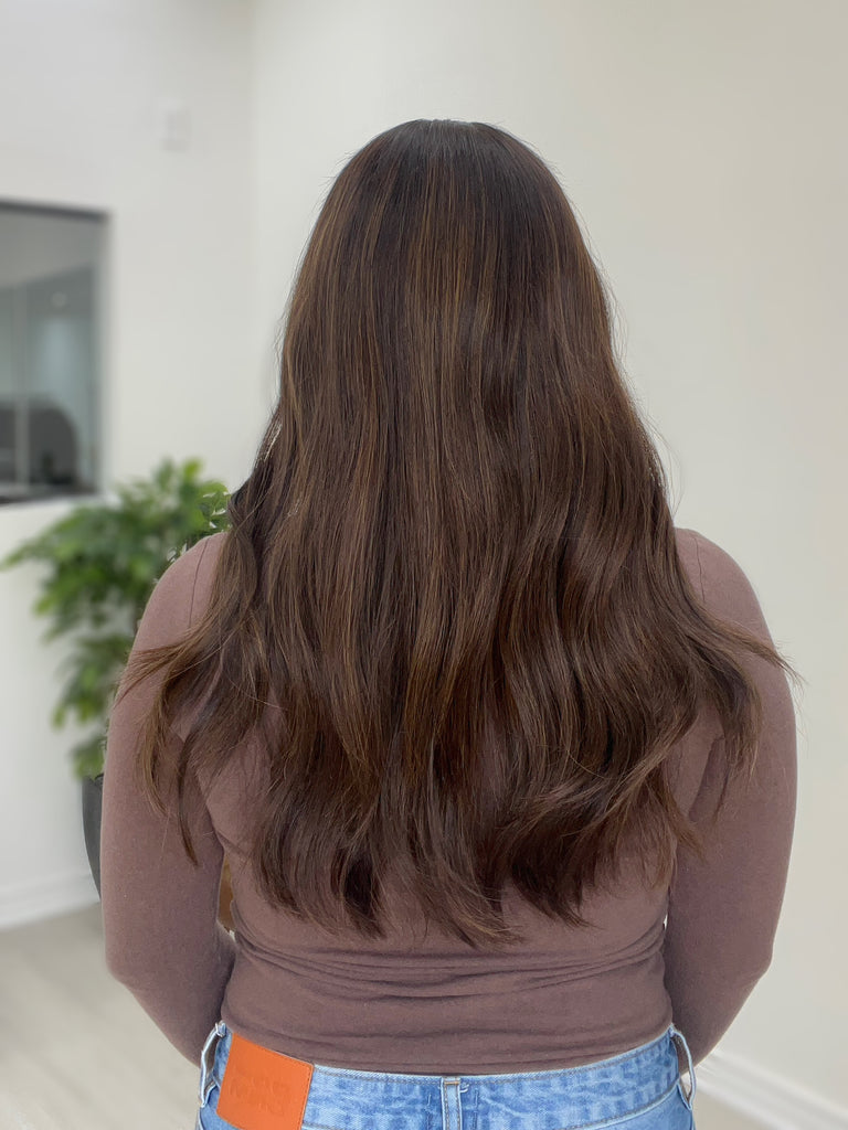 lace top human hair wig - brunette human hair wig - lace top wigs for women - breathable human hair wigs - affordable natural hair wigs - full coverage human hair wigs