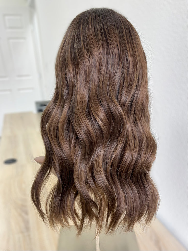 lace top human hair wig - brunette human hair wig - lace top wigs for women - breathable human hair wigs - affordable natural hair wigs - full coverage human hair wigs 