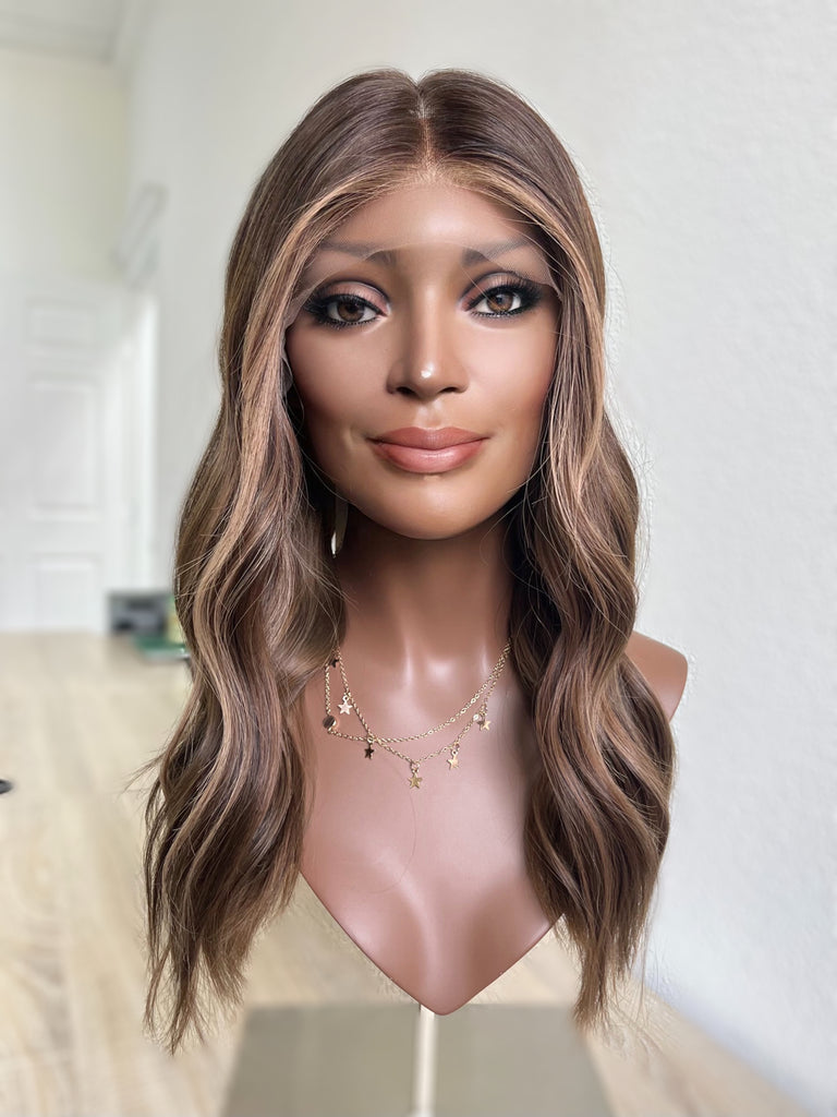 lace top human hair wig - brunette human hair wig - lace top wigs for women - breathable human hair wigs - affordable natural hair wigs - full coverage human hair wigs 