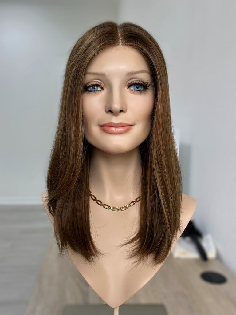 lace top human hair wig - brunette human hair wig - lace top wigs for women - breathable human hair wigs - affordable natural hair wigs - full coverage human hair wigs