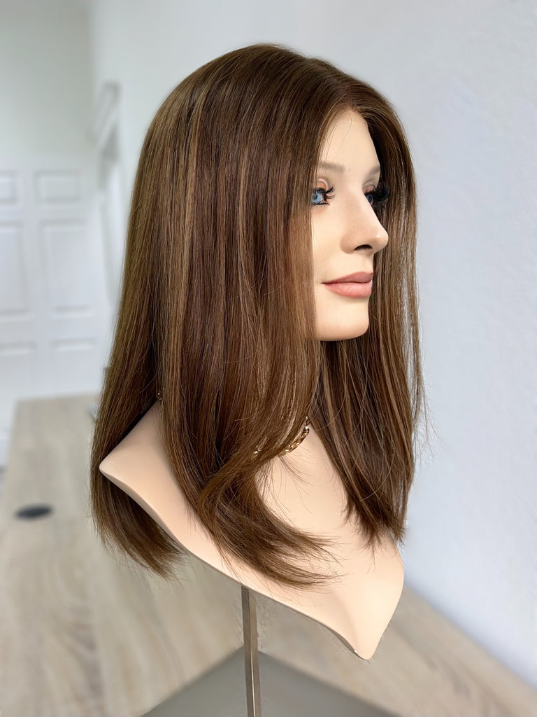 lace top human hair wig - brunette human hair wig - lace top wigs for women - breathable human hair wigs - affordable natural hair wigs - full coverage human hair wigs