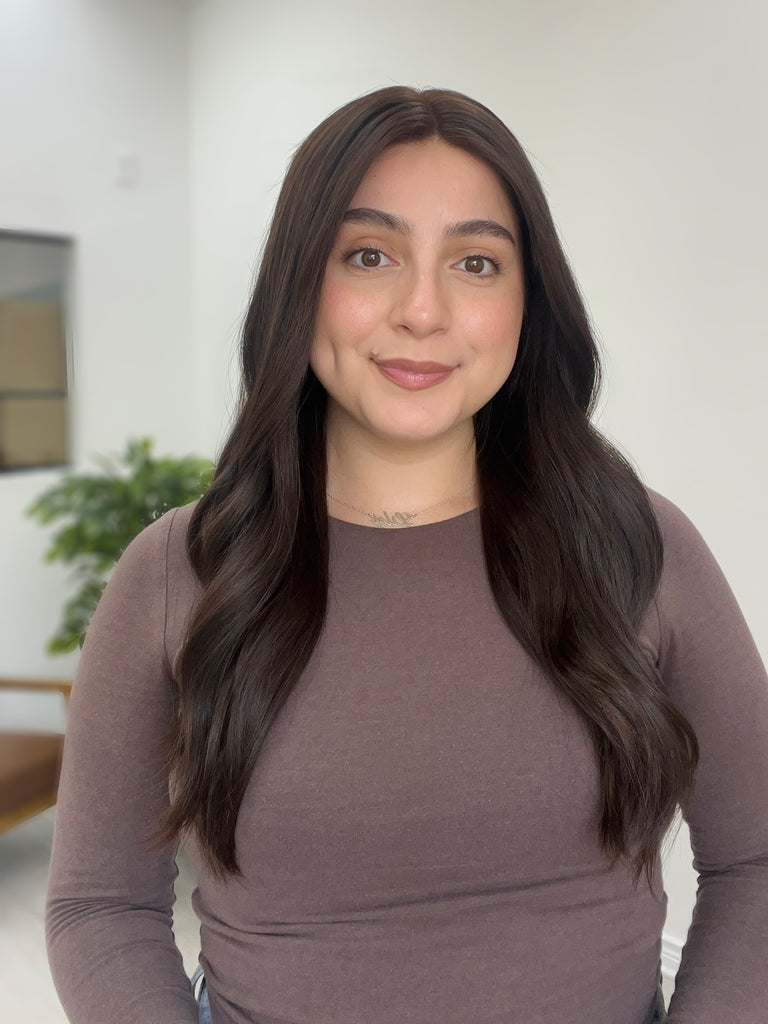 lace top human hair wig - brunette human hair wig - lace top wigs for women - breathable human hair wigs - affordable natural hair wigs - full coverage human hair wigs
