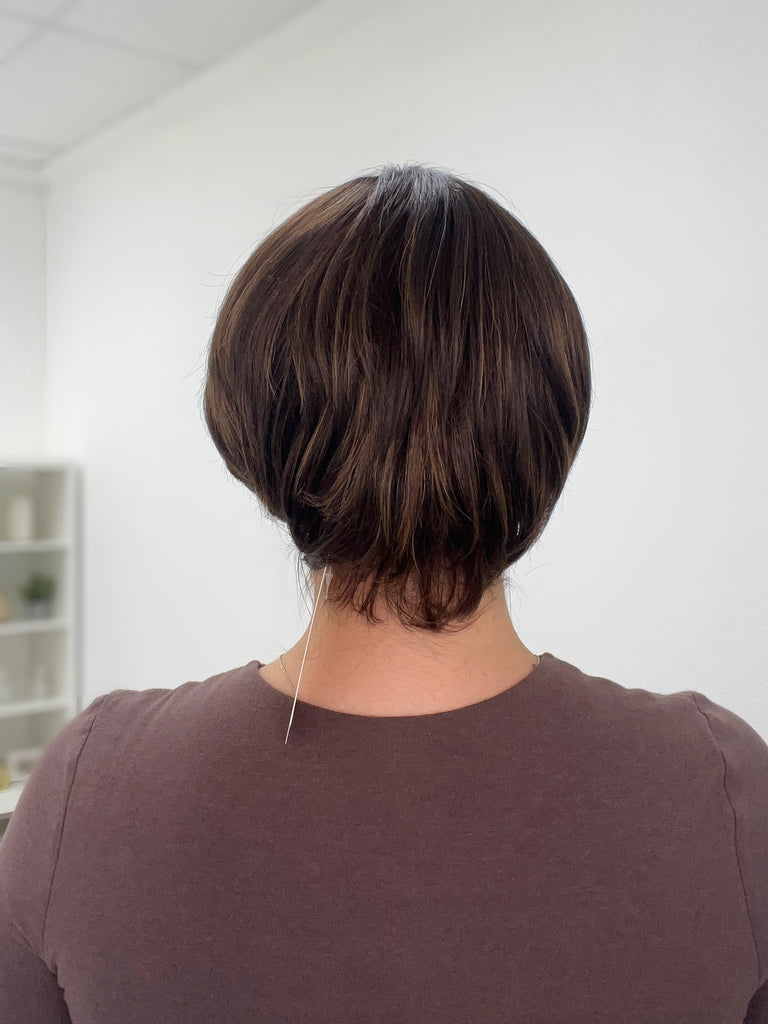 lace top human hair wig - brunette human hair wig - lace top wigs for women - breathable human hair wigs - affordable natural hair wigs - full coverage human hair wigs
