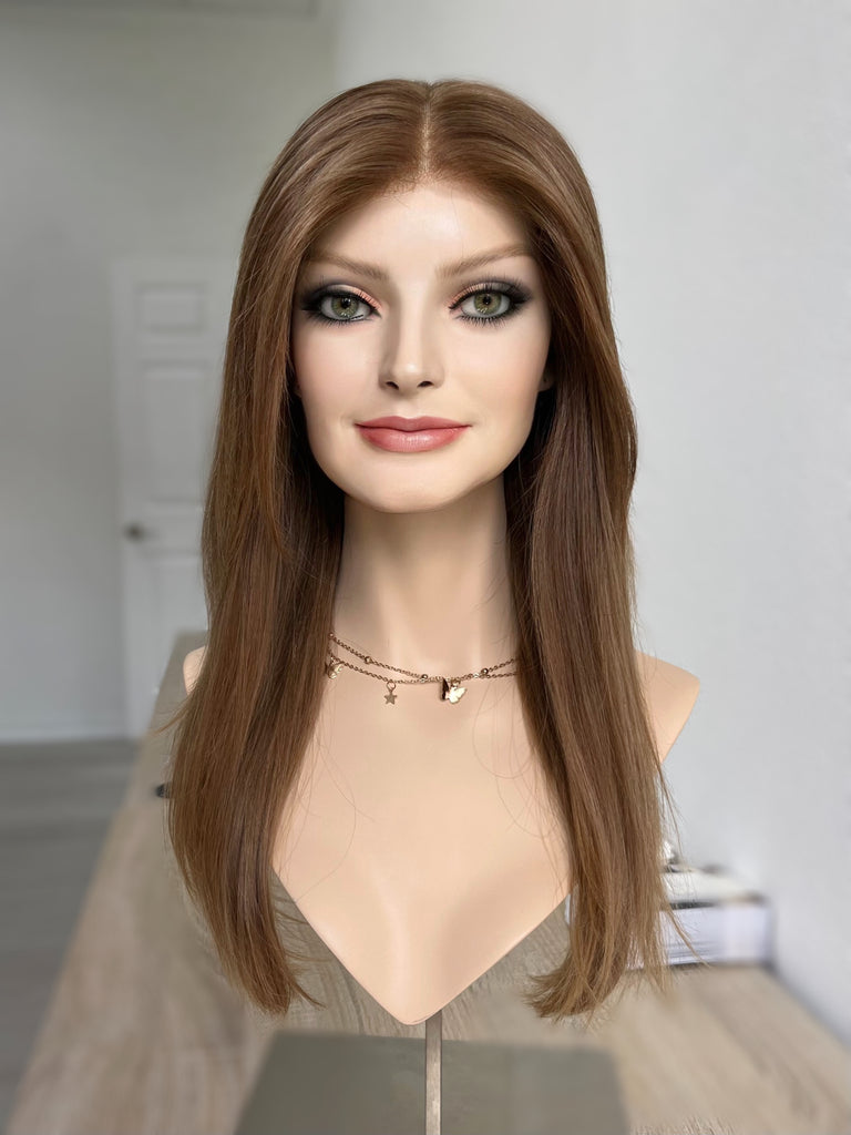 lace top human hair wig - brunette human hair wig - lace top wigs for women - breathable human hair wigs - affordable natural hair wigs - full coverage human hair wigs