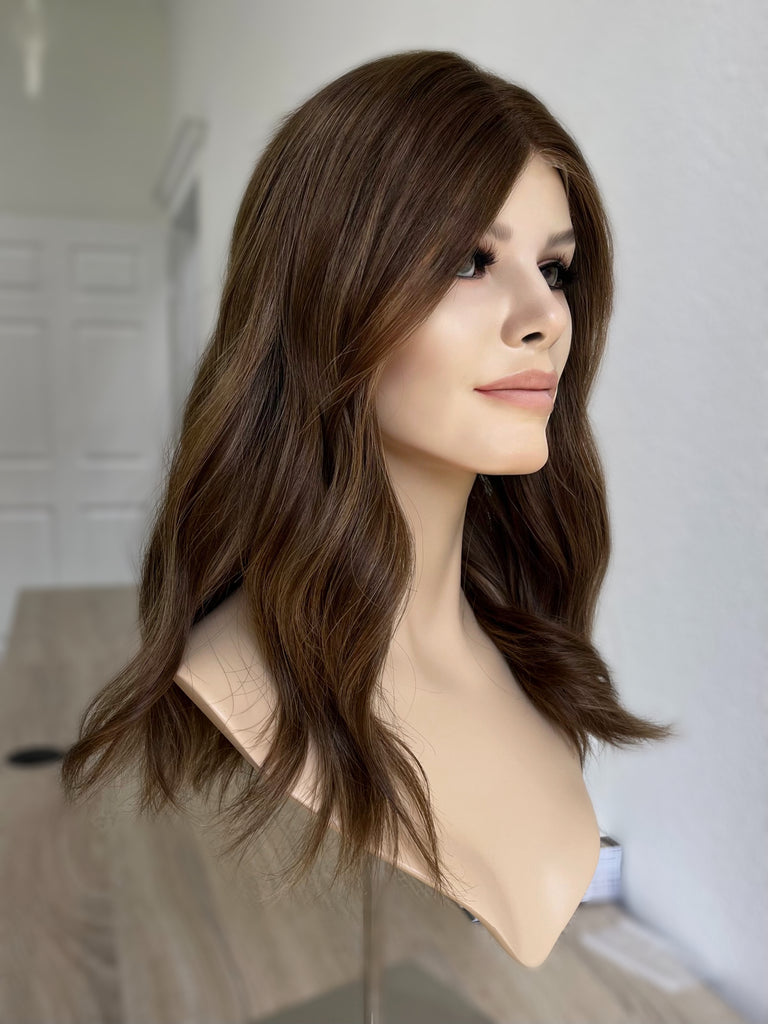  lace top human hair wig - brunette human hair wig - lace top wigs for women - breathable human hair wigs - affordable natural hair wigs - full coverage human hair wigs