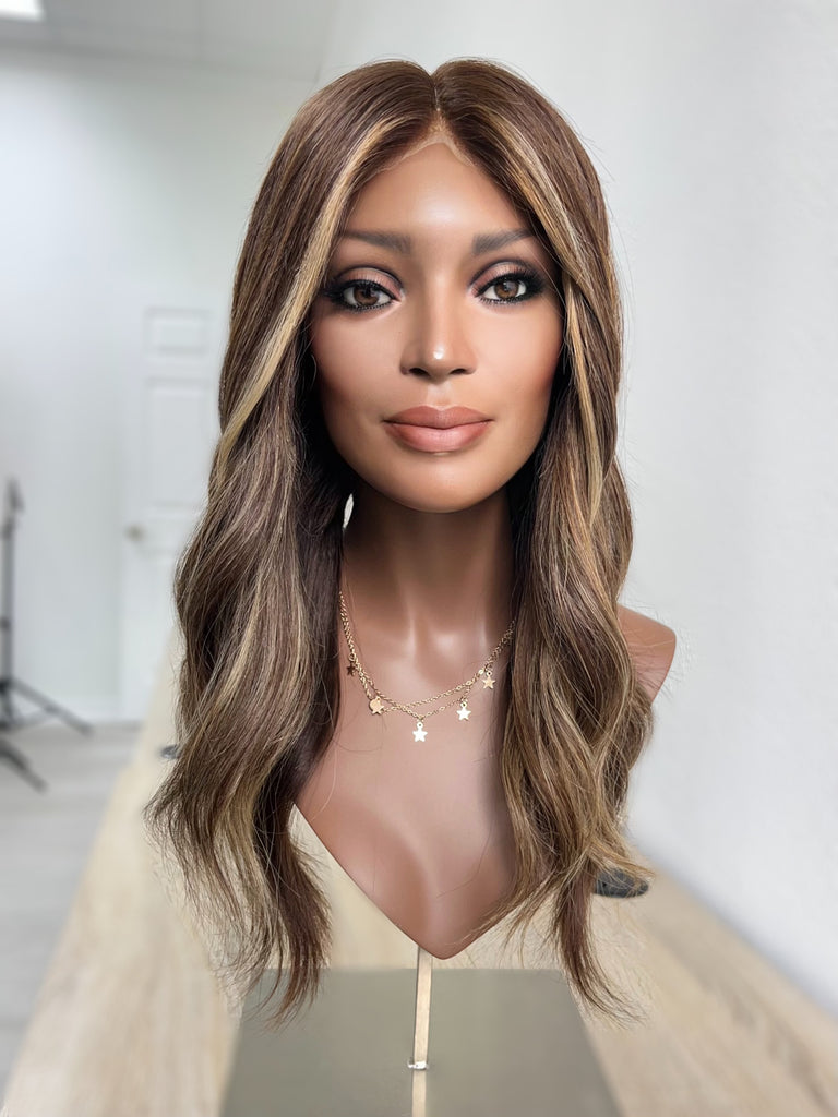 lace top human hair wig - brunette human hair wig - lace top wigs for women - breathable human hair wigs - affordable natural hair wigs - full coverage human hair wigs