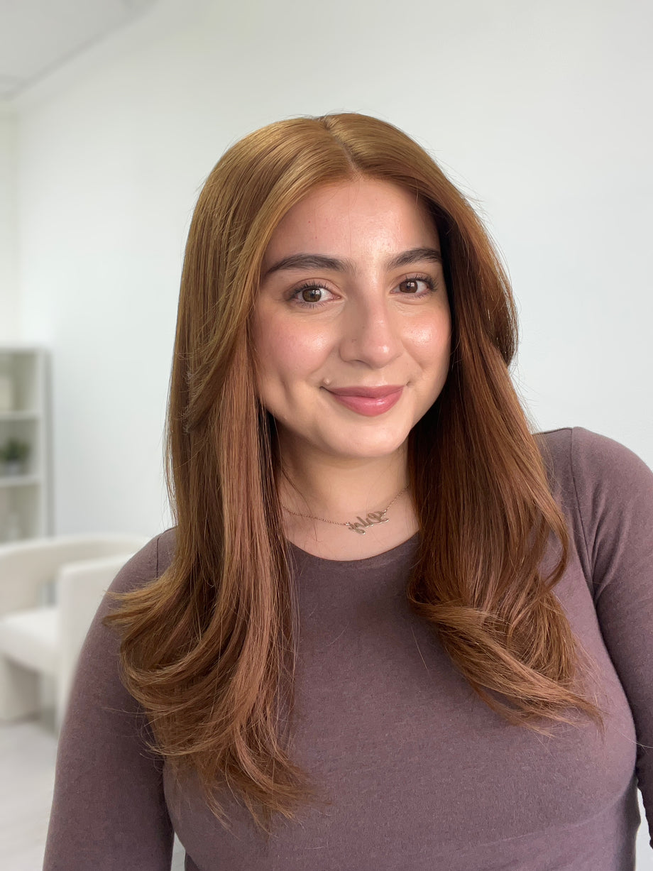 Copper brown Lace wig petite cap 2020 Pre Cut Burnt Orange Copper Color Hair Glueless Ready To Go  main image 2
