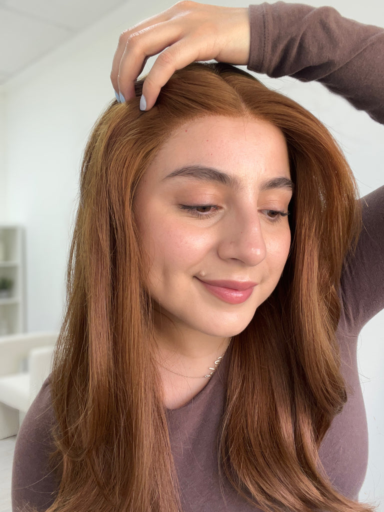 lace top human hair wig - red human hair wig - lace top wigs for women - breathable human hair wigs - affordable natural hair wigs - full coverage human hair wigs
