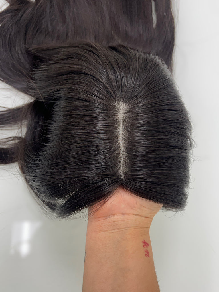 human hair toppers for women - silk or lace hair topper - gently used hair topper - silk top topper - hair topper hairstyles - used toppers for sale 
