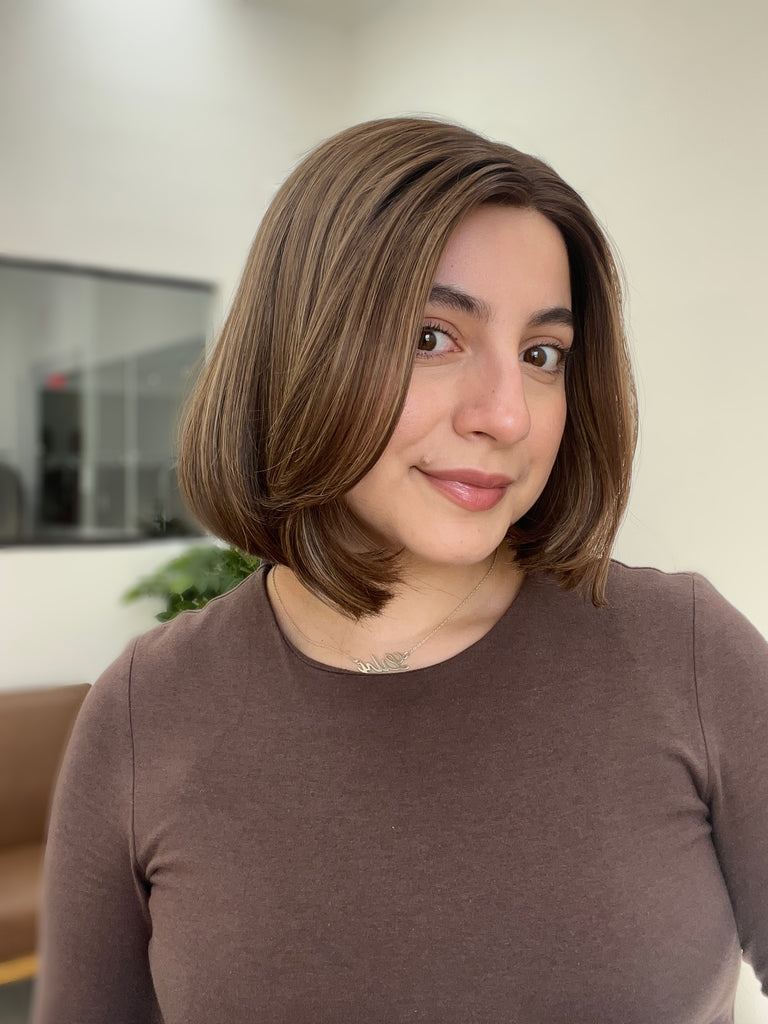 lace top human hair wig - brunette human hair wig - lace top wigs for women - breathable human hair wigs - affordable natural hair wigs - full coverage human hair wigs
