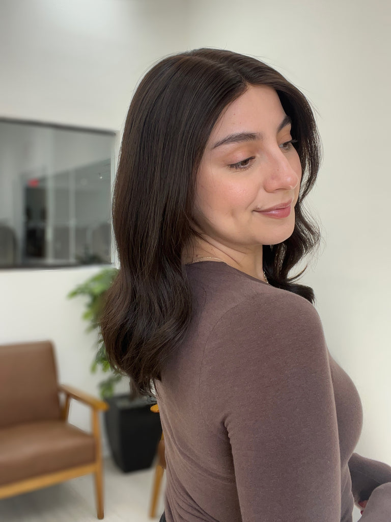 lace top human hair wig - brunette human hair wig - lace top wigs for women - breathable human hair wigs - affordable natural hair wigs - full coverage human hair wigs
