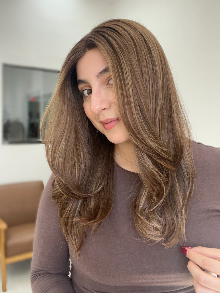 lace top human hair wig - brunette human hair wig - lace top wigs for women - breathable human hair wigs - affordable natural hair wigs - full coverage human hair wigs
