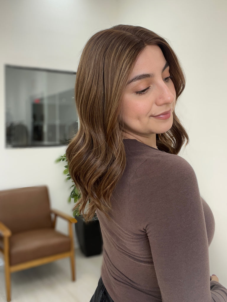 lace top human hair wig - brunette human hair wig - lace top wigs for women - breathable human hair wigs - affordable natural hair wigs - full coverage human hair wigs
