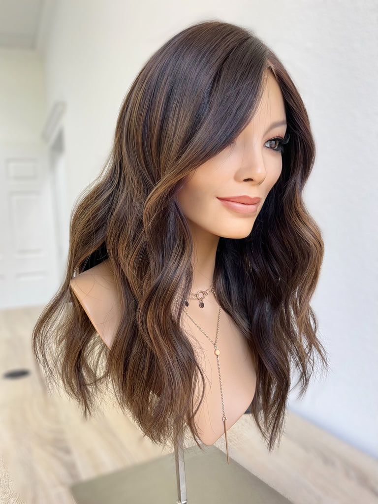 lace top human hair wig - brunette human hair wig - lace top wigs for women - breathable human hair wigs - affordable natural hair wigs - full coverage human hair wigs 