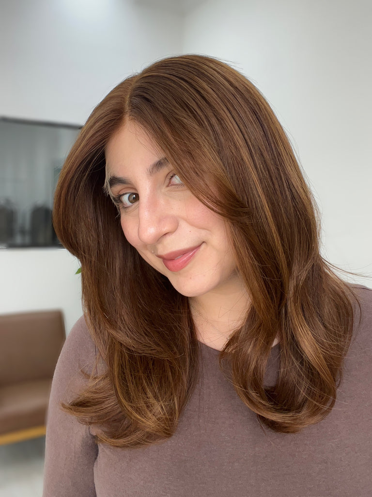 lace top human hair wig - brunette human hair wig - lace top wigs for women - breathable human hair wigs - affordable natural hair wigs - full coverage human hair wigs
