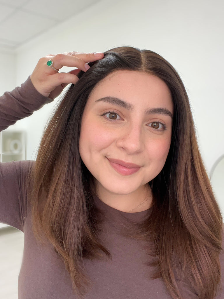 lace top human hair wig - brunette human hair wig - lace top wigs for women - breathable human hair wigs - affordable natural hair wigs - full coverage human hair wigs
