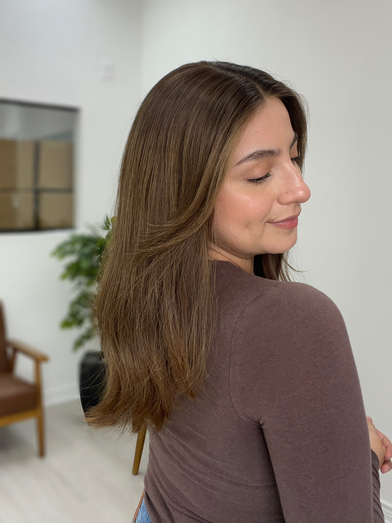 lace top human hair wig - brunette human hair wig - lace top wigs for women - breathable human hair wigs - affordable natural hair wigs - full coverage human hair wigs
