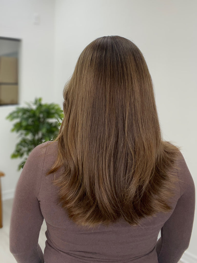 lace top human hair wig - brunette human hair wig - lace top wigs for women - breathable human hair wigs - affordable natural hair wigs - full coverage human hair wigs
