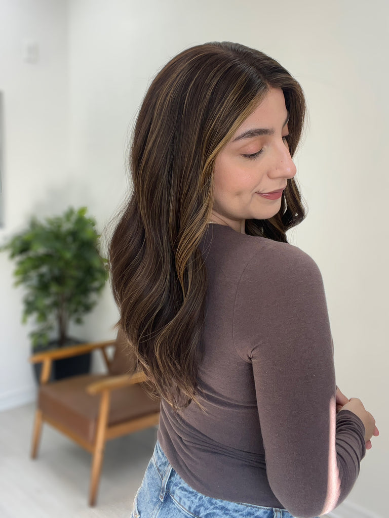 lace top human hair wig - brunette human hair wig - lace top wigs for women - breathable human hair wigs - affordable natural hair wigs - full coverage human hair wigs
