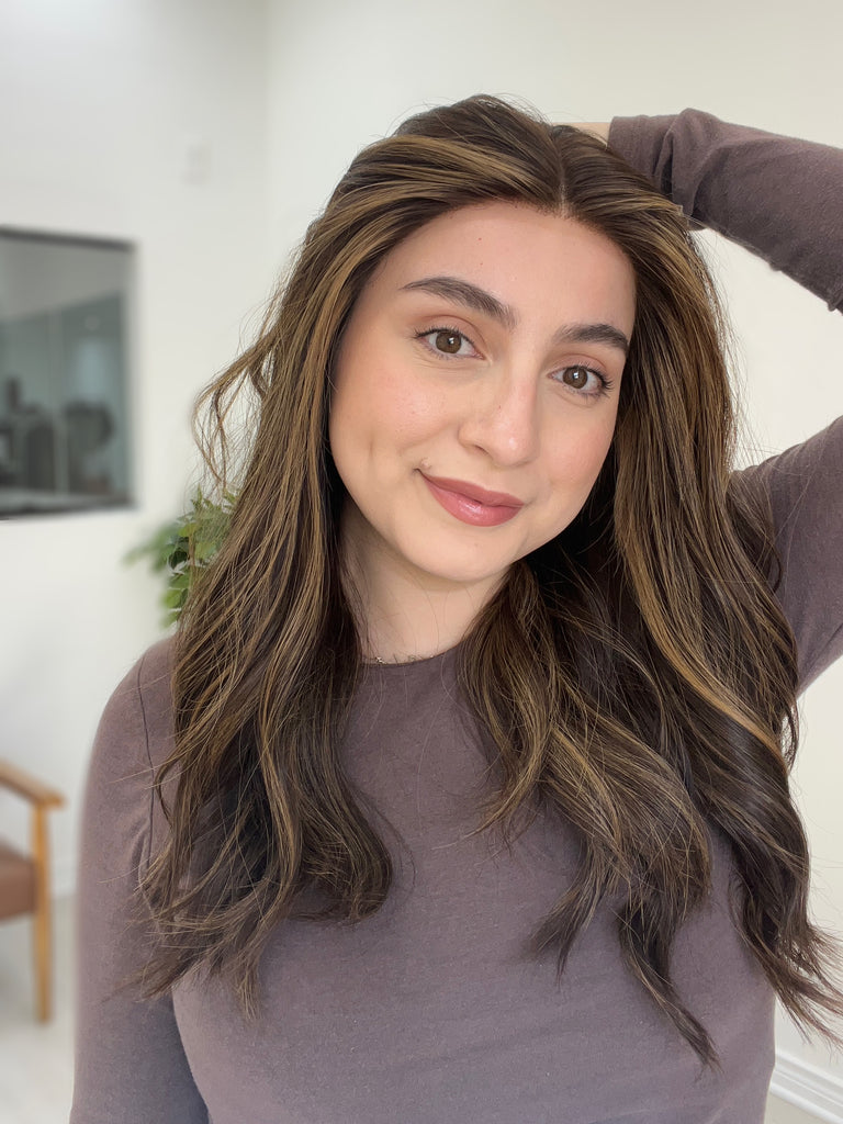 lace top human hair wig - brunette human hair wig - lace top wigs for women - breathable human hair wigs - affordable natural hair wigs - full coverage human hair wigs
