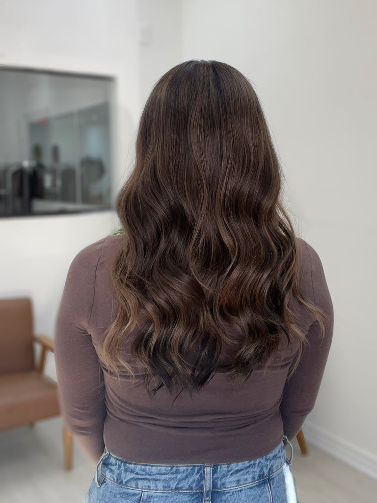 lace top human hair wig - brunette human hair wig - lace top wigs for women - breathable human hair wigs - affordable natural hair wigs - full coverage human hair wigs
