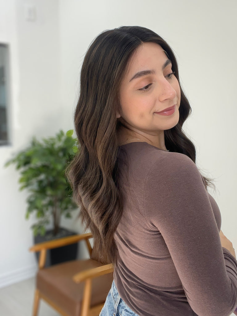 lace top human hair wig - brunette human hair wig - lace top wigs for women - breathable human hair wigs - affordable natural hair wigs - full coverage human hair wigs
