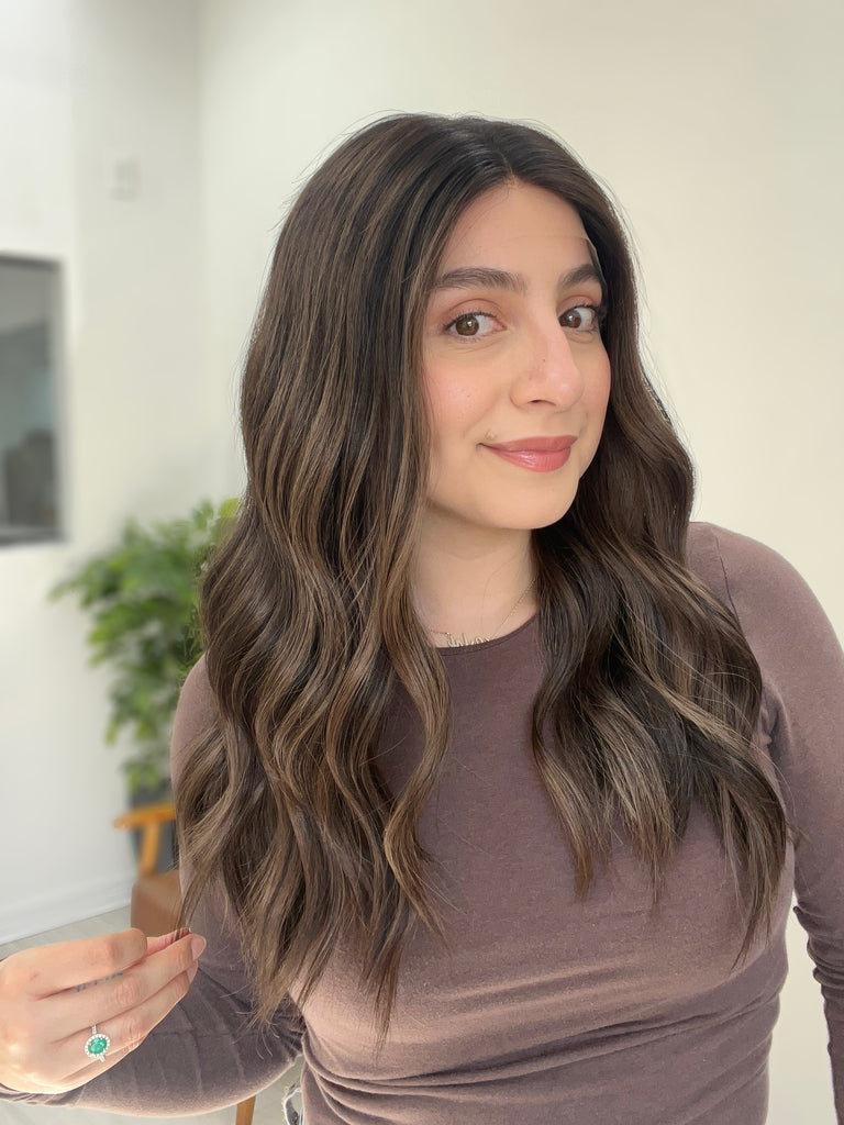 lace top human hair wig - brunette human hair wig - lace top wigs for women - breathable human hair wigs - affordable natural hair wigs - full coverage human hair wigs
