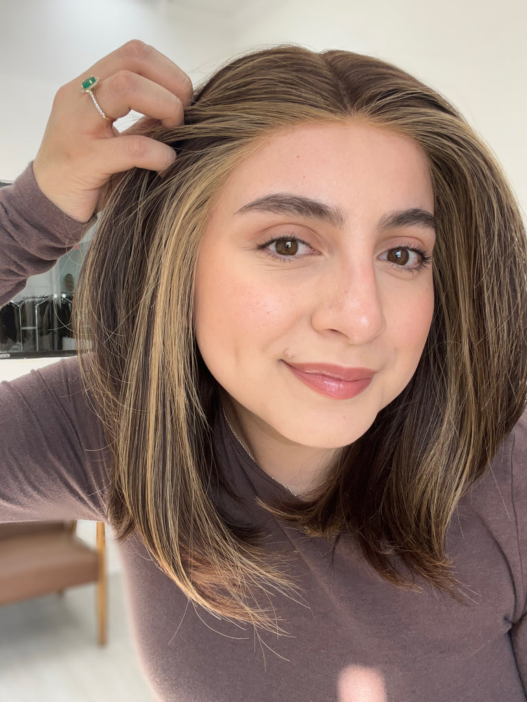 lace top human hair wig - brunette human hair wig - lace top wigs for women - breathable human hair wigs - affordable natural hair wigs - full coverage human hair wigs
