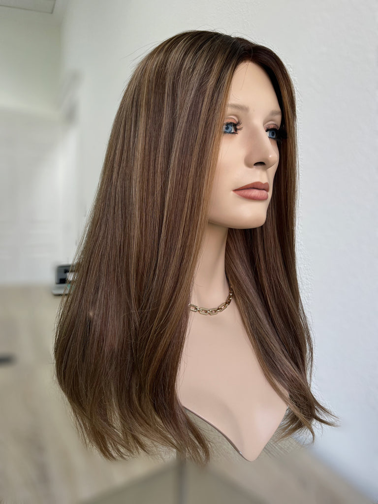 lace top human hair wig - brunette human hair wig - lace top wigs for women - breathable human hair wigs - affordable natural hair wigs - full coverage human hair wigs