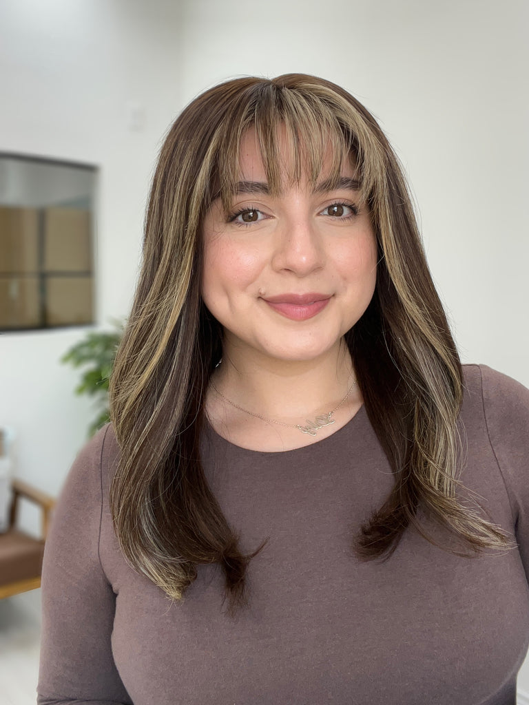  lace top human hair wig - brunette human hair wig - lace top wigs for women - breathable human hair wigs - affordable natural hair wigs - full coverage human hair wigs
