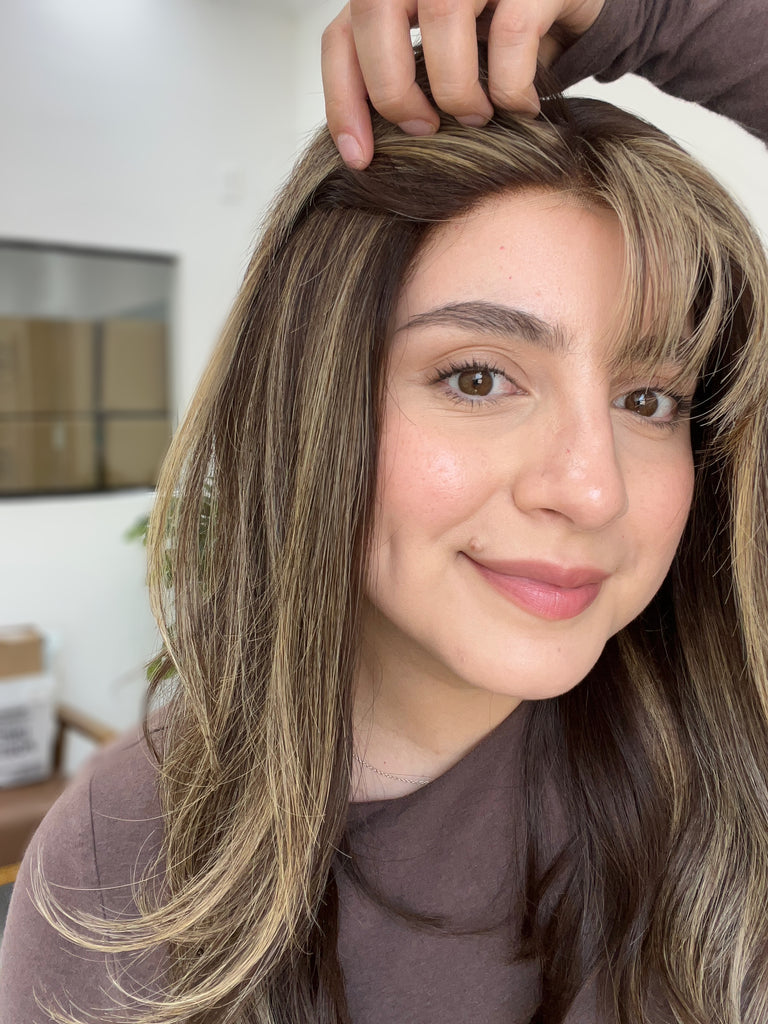  lace top human hair wig - brunette human hair wig - lace top wigs for women - breathable human hair wigs - affordable natural hair wigs - full coverage human hair wigs
