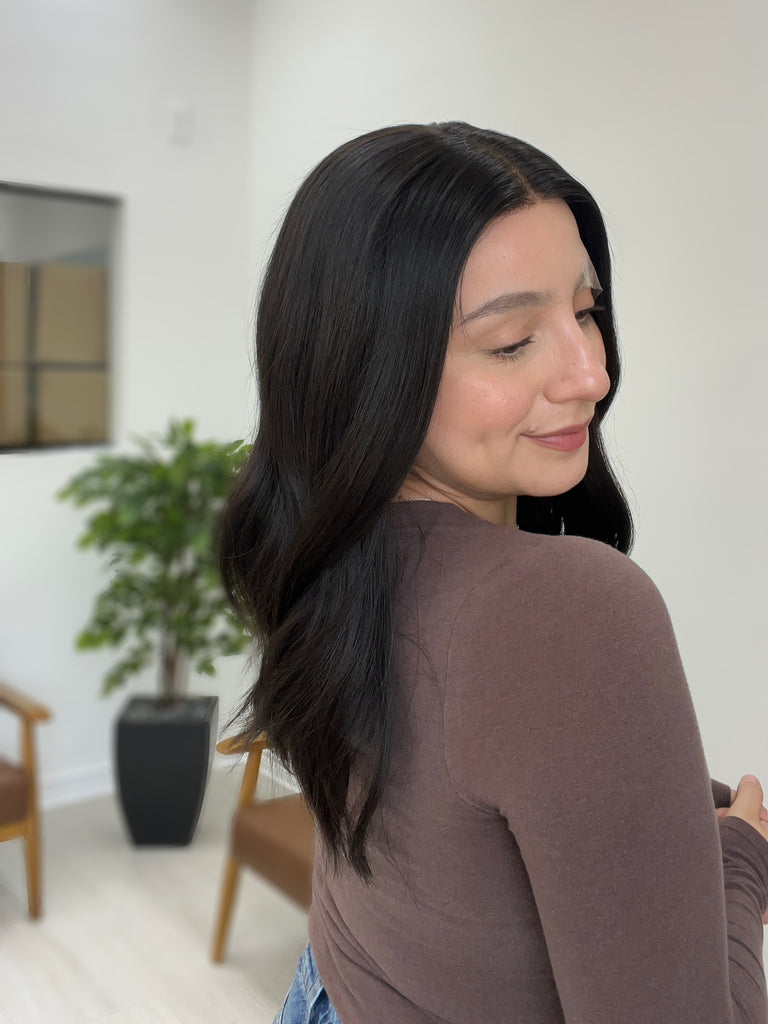 lace top human hair wig - black human hair wig - lace top wigs for women - breathable human hair wigs - affordable natural hair wigs - full coverage human hair wigs