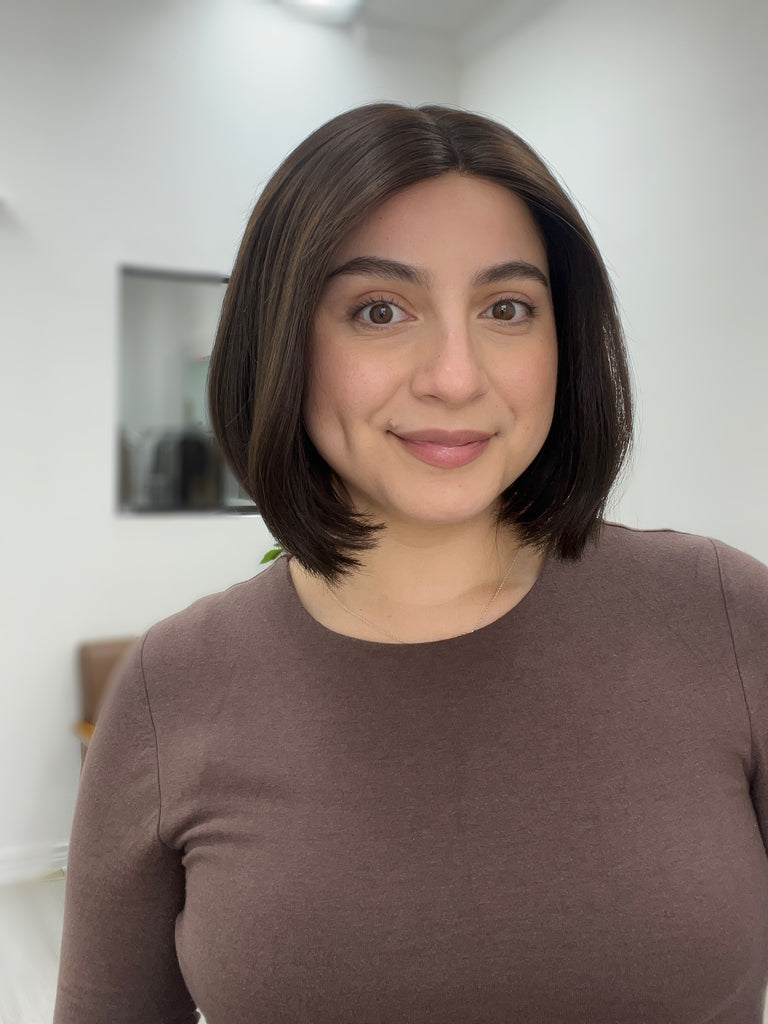 lace top human hair wig - brunette human hair wig - lace top wigs for women - breathable human hair wigs - affordable natural hair wigs - full coverage human hair wigs
