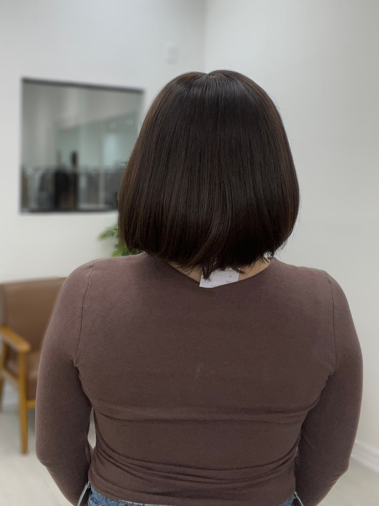 lace top human hair wig - brunette human hair wig - lace top wigs for women - breathable human hair wigs - affordable natural hair wigs - full coverage human hair wigs
