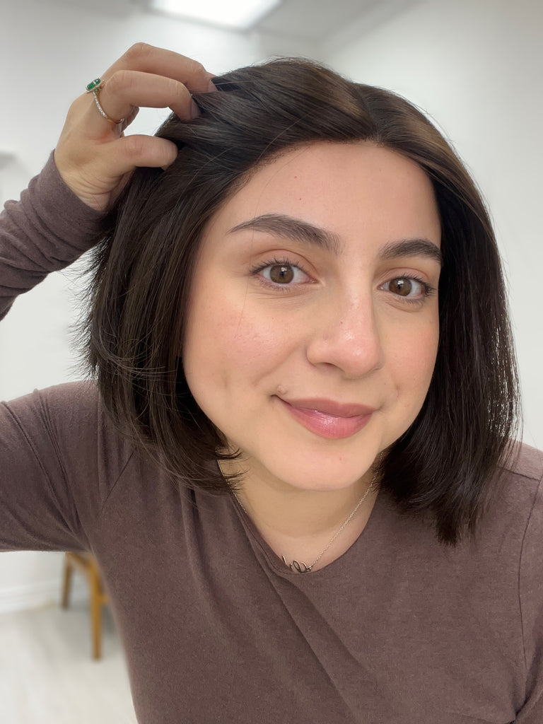 lace top human hair wig - brunette human hair wig - lace top wigs for women - breathable human hair wigs - affordable natural hair wigs - full coverage human hair wigs
