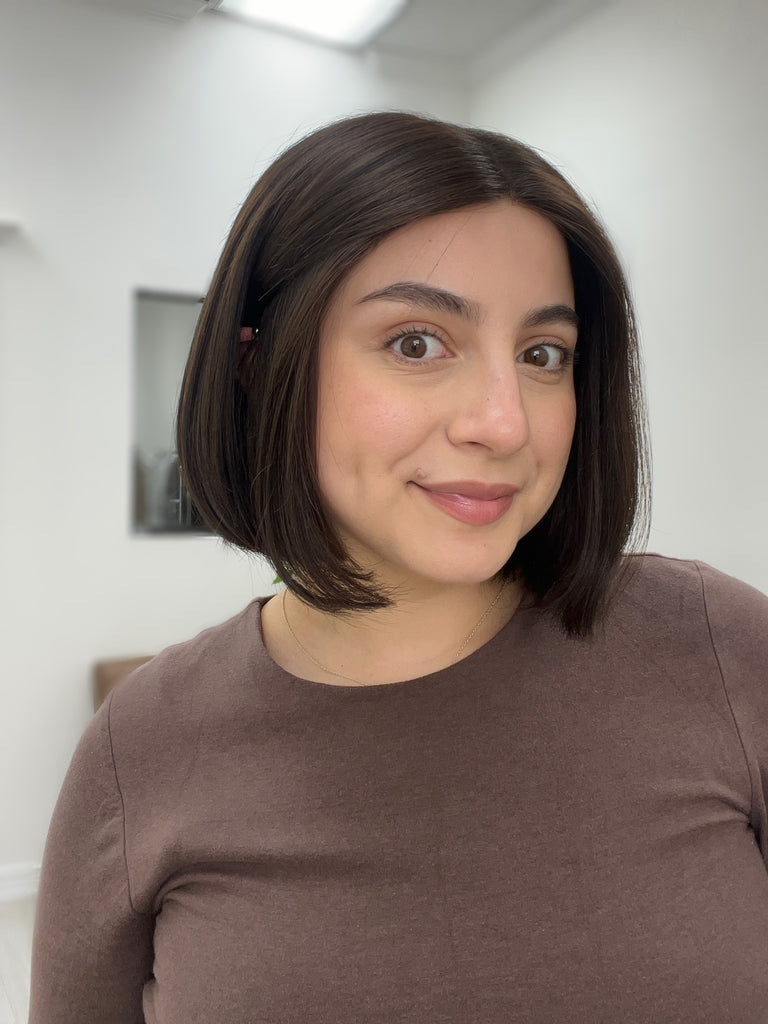 lace top human hair wig - brunette human hair wig - lace top wigs for women - breathable human hair wigs - affordable natural hair wigs - full coverage human hair wigs
