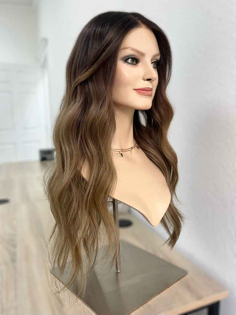 lace top human hair wig - brunette human hair wig - lace top wigs for women - breathable human hair wigs - affordable natural hair wigs - full coverage human hair wigs
