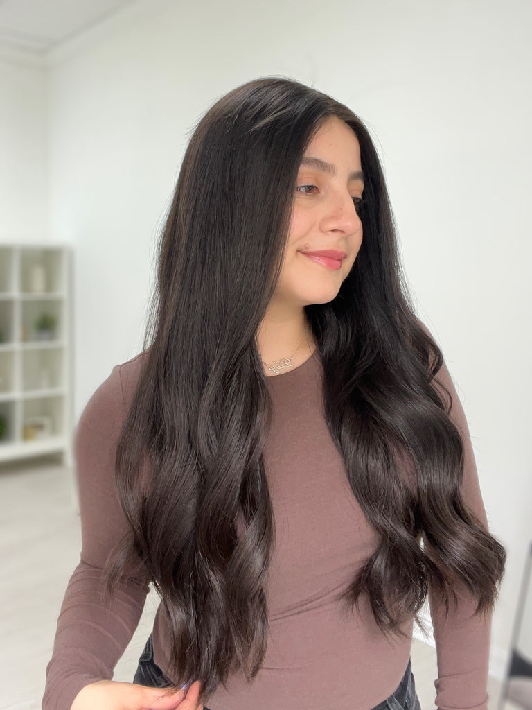 lace top human hair wig - brunette human hair wig - lace top wigs for women - breathable human hair wigs - affordable natural hair wigs - full coverage human hair wigs
