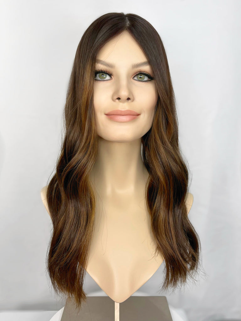Lusta Silk Top Hair Topper, "Dimensional Brunette Balayage" (R1613) - Silk or Lace