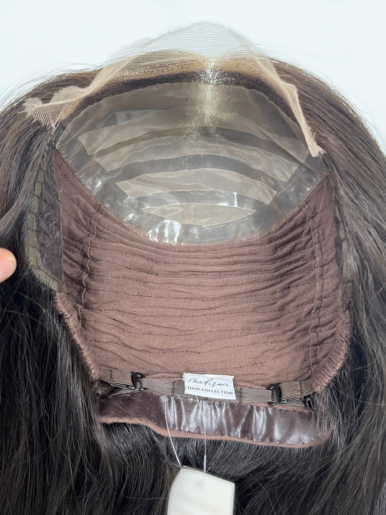 Madison Lace Top Comfort Cap Wig, "Dark Brown" (R1785) - Silk or Lace