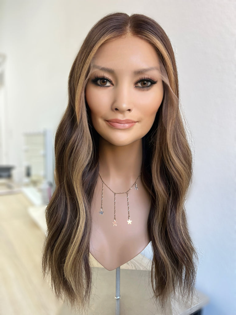 lace top human hair wig - brunette human hair wig - lace top wigs for women - breathable human hair wigs - affordable natural hair wigs - full coverage human hair wigs