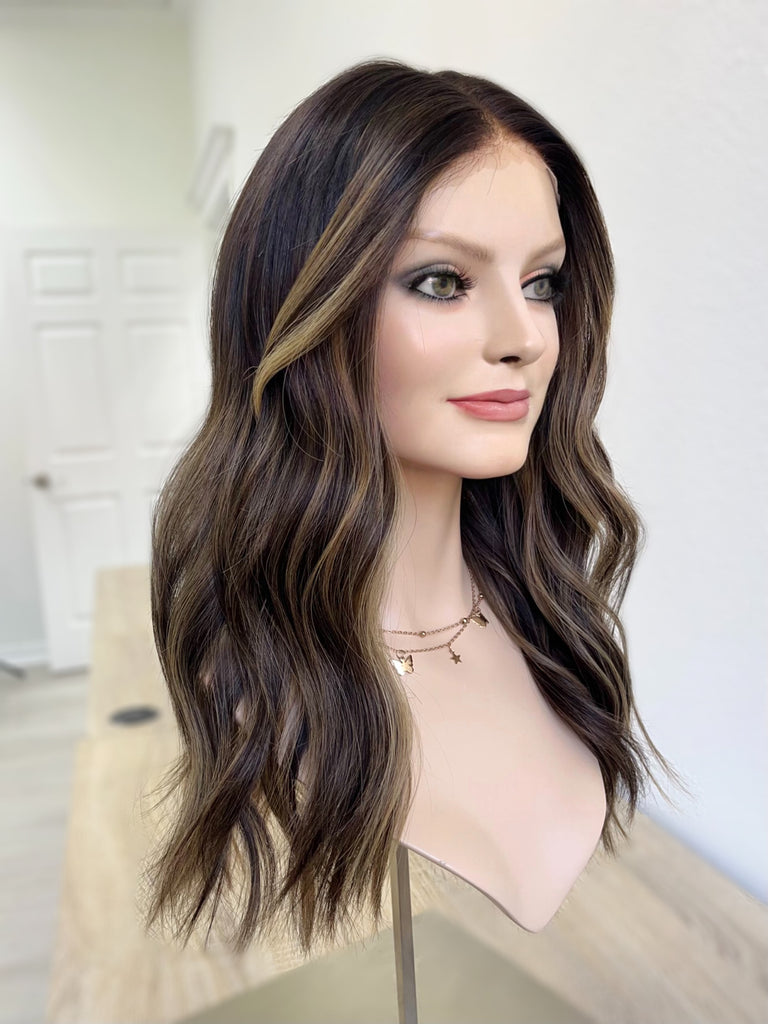 lace top human hair wig - brunette human hair wig - lace top wigs for women - breathable human hair wigs - affordable natural hair wigs - full coverage human hair wigs