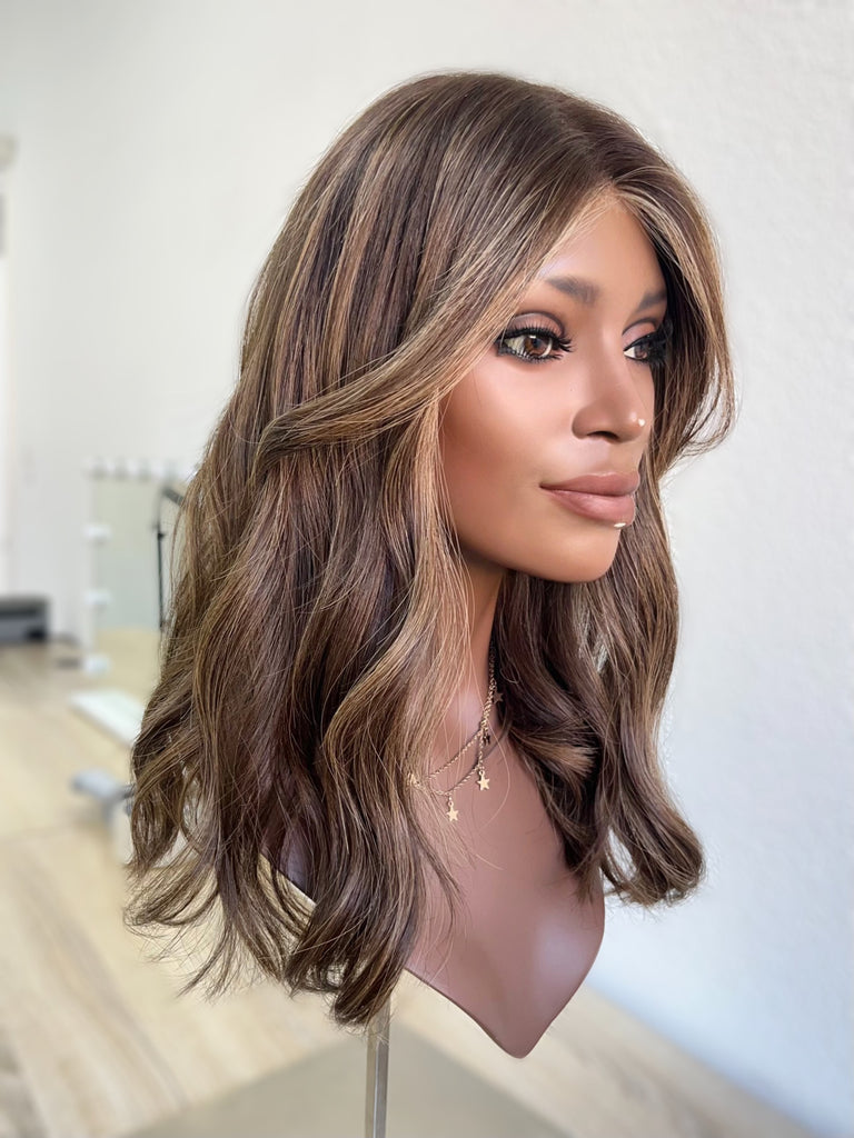 lace top human hair wig - brunette human hair wig - lace top wigs for women - breathable human hair wigs - affordable natural hair wigs - full coverage human hair wigs