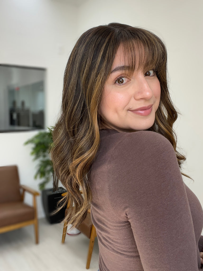  lace top human hair wig - brunette human hair wig - lace top wigs for women - breathable human hair wigs - affordable natural hair wigs - full coverage human hair wigs
