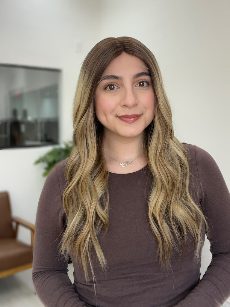 lace top human hair wig - brunette human hair wig - lace top wigs for women - breathable human hair wigs - affordable natural hair wigs - full coverage human hair wigs