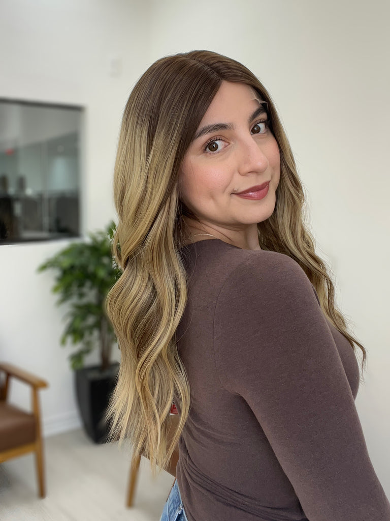 lace top human hair wig - brunette human hair wig - lace top wigs for women - breathable human hair wigs - affordable natural hair wigs - full coverage human hair wigs