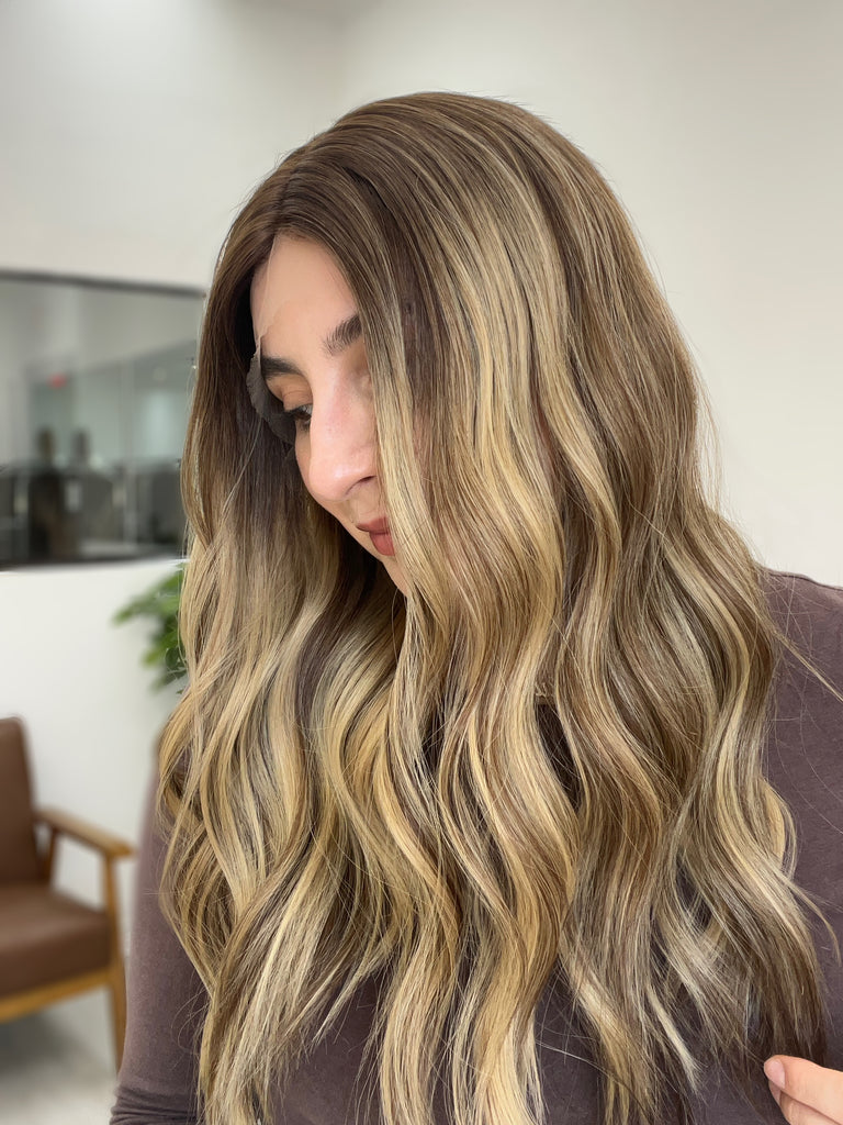 lace top human hair wig - brunette human hair wig - lace top wigs for women - breathable human hair wigs - affordable natural hair wigs - full coverage human hair wigs