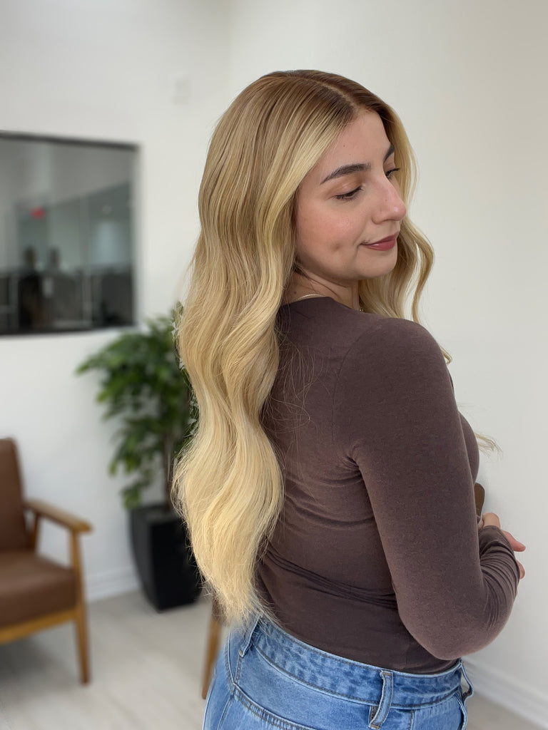  lace top human hair wig - blonde human hair wig - lace top wigs for women - breathable human hair wigs - affordable natural hair wigs - full coverage human hair wigs